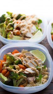 Thai Chicken Lunch Bowls, an easy make-ahead lunch recipe that you can grab on your way out the door!
