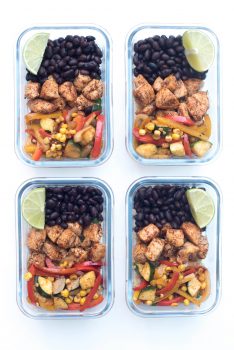 With a little advance planning on the weekend you can have these healthy Tex-Mex Chicken Meal Prep Bowls waiting in your refrigerator for a fast and easy meal anytime. Perfect for lunch on-the-go!