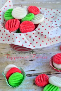 You're going to love this Easy Christmas Peppermint Patties recipe! Super easy to make, fantastically festive, and always a hit with kids and adults alike. These holiday treats are the perfect addition to cookie trays and make an excellent gift for teachers and friends! | MomOnTimeout.com #Christmas #candy #recipe