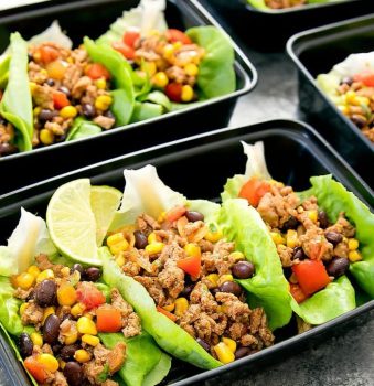 close-up of Taco Lettuce Wraps Meal Prep